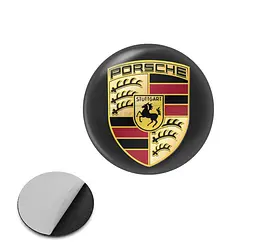 Наклейка з логотипом Porsche для автоключів d=15 мм Пластикова об'ємна (Завод)