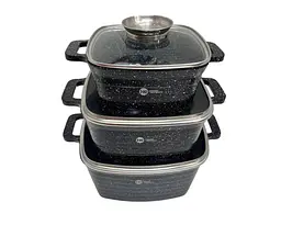 Набір квадратних казанів Higher Kitchen 6 предметів червоний, чорний HK-322 - мініатюра 2