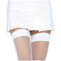 Панчохи в сітку на гумці Leg Avenue Nylon Fishnet Thigh Highs, XS-M (білий) - мініатюра 2
