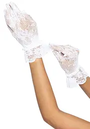 Рукавички Leg Avenue Floral lace wristlength gloves White - мініатюра 2