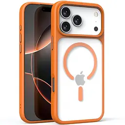 TPU+PC чохол Metal Buttons with MagSafe для Apple iPhone 17 Pro (6.3") Помаранчевий / Orange