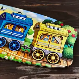Дерев'яний сортер "Веселий паровозик-3 вагони" Ubumblebees (ПСФ019) PSF019 пазл-вкладиш - мініатюра 2