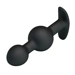 Анальна пробка зі зміщеннями центрів ваги Pretty Love silicone Anal balls Black, 10,4х2.2-2.6 см, чорний - мініатюра 5