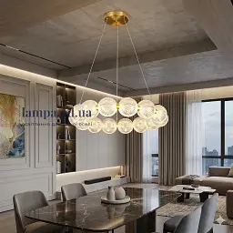 Підвісна LED-люстра з кулями для вітальні Levistella 7841030-15 AB бронза 30 Вт 560 мм