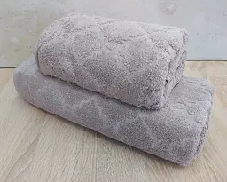 Набір турецьких махрових рушників 50х90+70х140 Gulcan Jacquard Cotton Lux Motif Beige - мініатюра 2