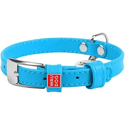 Нашийник для собак Waudog Glamour, шкіряний, з QR паспортом, 27-36х1,5 см, блакитний