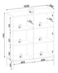 Вітрина низька з підсвіткою Perfect Home Сенто / Sento WT104 2-дверна Чорний/дуб вотан (PFH-091490) - мініатюра 3