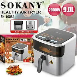 Мультипіч аерофритюрниця Sokany SK 10081 з великою чашею 9 л корпус із нержавіючої сталі  2000 Вт - мініатюра 3