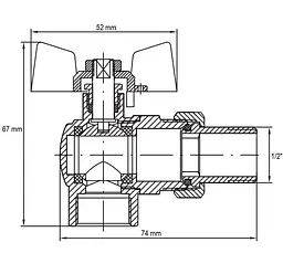 Кран з американкою 1/2" "антіпротечка"Koer KR.228-Gi кутовий KR0196 - мініатюра 3