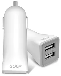 Автомобільний зарядний пристрій GOLF GF-C2 Car charger 2USB 3,1A White - мініатюра 2