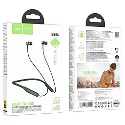 Бездротові спортивні навушники HOCO ES64 Easy Sound sports BT earphones Dark Green - мініатюра 3