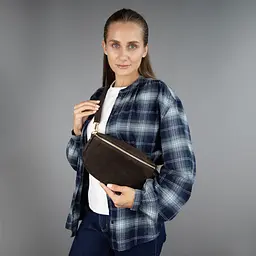 Сумка на пояс (бананка) замшева жіноча Virginia Conti 04056 шоколадна - мініатюра 2