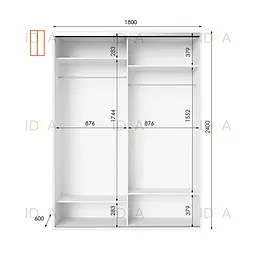 Шафа-купе Idea серія 8 180 x 60 x 240 см Білий Дзеркало - мініатюра 2