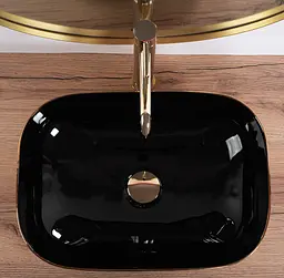 Умивальник Rea Belinda brushed gold black накладний REA-U8780, Золотий - мініатюра 2