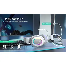 Ігрові навушники Fifine H6 RGB 7.1 White [113870] - мініатюра 8
