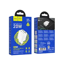 Мережевий зарядний пристрій Hoco N55 Fundador four-port PD20W(2C2A) charger(EU) Білий - мініатюра 2