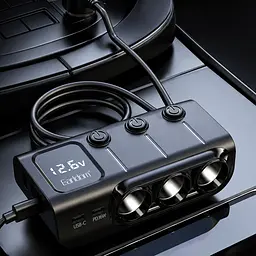 Автомобільний розгалужувач Earldom ET-CS4 120W з 3 прикурювачами та USB - мініатюра 5