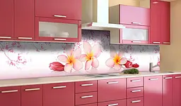 Вініловий кухонний фартух Рожеві Гавайські Квіти наклейка для кухні ПВХ пелюстки Happy Pocket Z181719 - мініатюра 2