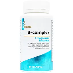 Комплекс витаминов All be Ukraine группы B с магнием B-complex+magnesium ABU 60 капсул (ABU-02010)