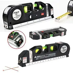 Рівень лазерний 4 в 1 рідинний 3х рівень рулетка лінійка Fixit Laser Level PRO 3 - мініатюра 3