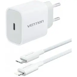 Зарядний пристрій Vention 20W 1×USB-C з кабелем USB-C to Lightning M-M White (G17W0-EU)