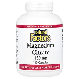 Цитрат магнію Natural Factors Magnesium Citrate 150 mg, 180 капсул для підтримки м'язів та нервової системи