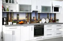 Вініловий кухонний фартух Високі Хмарочоси наклейка для кухні ПВХ місто Синій Happy Pocket Z181835 - мініатюра 6