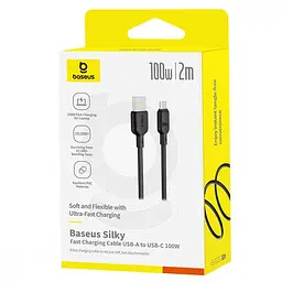 Кабель Baseus Silky Series Fast Charging Type-C 100W (2m) black (P10377703113-01) - мініатюра 2
