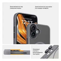 Чехол для Apple iPhone 16 Plus, Uniq MagCase, серый, противоударный, панель-накладка с MagSafe, ударопрочный TPU+PC, с магнитом MagSafe, поддержка полноценной беспроводной зарядки, ArmorStandart (ARM79501) - мініатюра 3