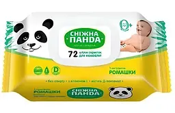 Серветки вологі дитячі без спирту з вітаміном Е для чутливої шкіри новонароджених 72 шт. Сніжна Панда