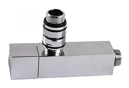 Набір кутових кранів Solomon LUX 8888-CUBE 1/2" з американкою Chrome 30412 - мініатюра 4