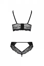 Комплект из эко-кожи с кружевом: бра и трусики Passion Loona Set, L/XL (черный) - миниатюра 6