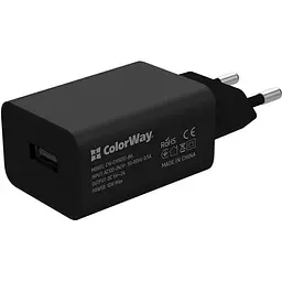 Мережевий зарядний пристрій ColorWay 1USB AUTO ID 2A (10W) + cable Lightning Black - мініатюра 2