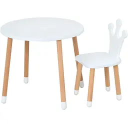 Столик зі стільцем Bambi "Корона" 06-025W-ROUND круглий білий