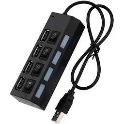 Концентратор Voltronic USB 2.0 to 4xUSB with switches black (YT-HWS4HS-B)