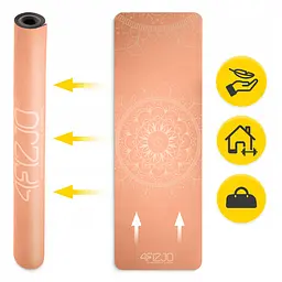 Килимок (мат) спортивний 4FIZJO замша 183 x 61 x 0.15 см для йоги та фітнесу Orange (P-5905973404402) - мініатюра 3