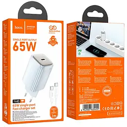 МЗП Hoco N48 Glorious PD65W (1USB-C) + кабель Type-C to Type-C Blue - мініатюра 5