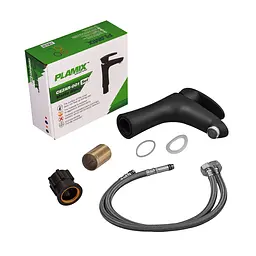 Змішувач для умивальника Plamix Cezar-001 SET Matte black PM0662 Чорний матовий - мініатюра 5