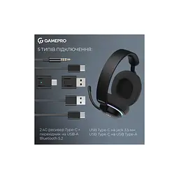 Навушники GamePro Asgard Bragi 7.1 RGB Tri-Mod Black (HSW250B) - мініатюра 10