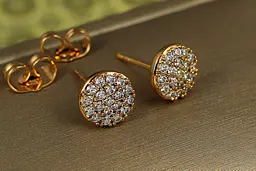 Сережки гвоздики Xuping Jewelry монетка з каменів 8 мм золотисті - мініатюра 2