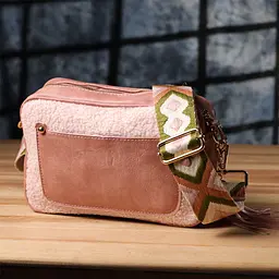 Жіноча сумка з плюшевою вставкою на лицьовій стороні з екошкіри Vintage s_15133 рожева - мініатюра 7