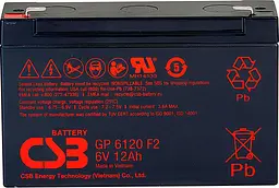 Акумулятор CSB AGM 6V (6V/12Ah/72Wh) (GP6120F2) [112289] - мініатюра 2