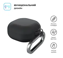 Силіконовий чохол для навушників Samsung Galaxy Buds Core, Hang Case, чорний, ультратонкий захисний кейс товщиною 2 мм, захист від подряпин, пилу та ударів, компактний, з карабіном для кріплення, ArmorStandart (ARM88041) - мініатюра 2