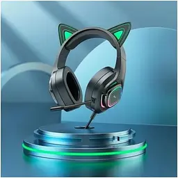Навушники Hoco W107 Cute Cat Luminous Cat Ear Gaming Headphones чорно-зелені 6931474791269 - мініатюра 7