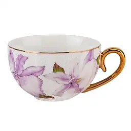 Чашка з блюдцем Elisey Ceramic Grace білий з фіолетовим 200 мл (9217-011) - мініатюра 3