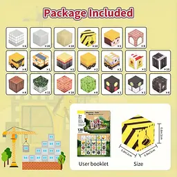 Магнітний конструктор Minecraft 128 шт + 3 фігурки по грі Майнкрафт Промисловий Mk001037 - мініатюра 3