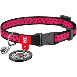 Нашийник для котів Waudog Nylon Кавун з QR паспортом 20-30х1 см рожевий