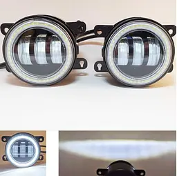 Протитуманні LED Фари круглі / Лінза з ДХО / D87мм / 12V / 15W / 6500K / 2 шт. - мініатюра 2