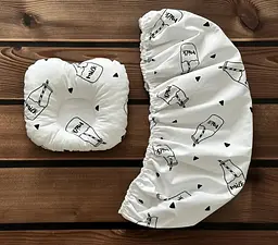 Комплект у дитячу коляску непромокальний наматрацник 40×80 см і ортопедична подушка BST Білий + Чорний - мініатюра 2