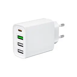 Мережевий зарядний пристрій XO L120 multi port fast charging (USB-C 20W/USB-A 18W) with lightning cable Білий